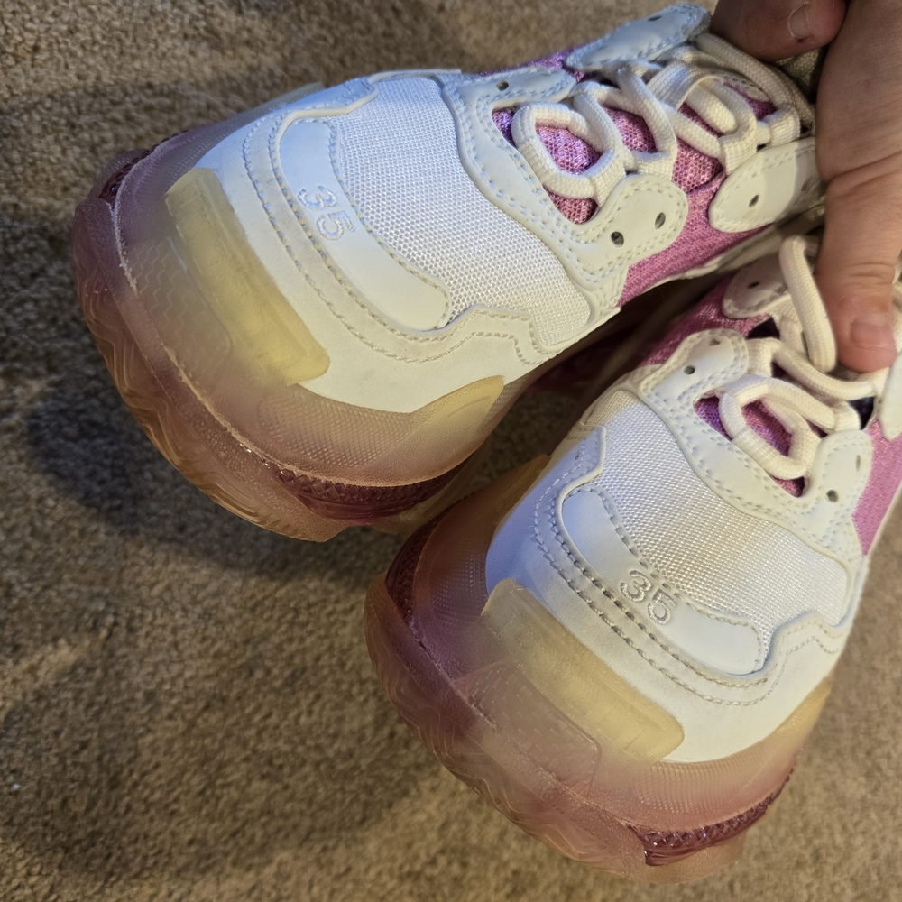 WOMENS Size 5 Balenciaga Triple S Clear Sole Trainer in colorway of white & pink - Picture 8 of 9